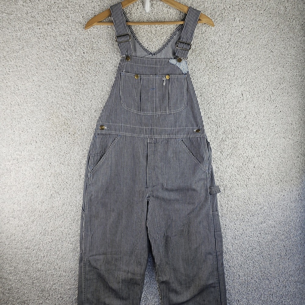 Vintage Sears Hickory Stripe Railroad Overalls Carpenter Work Bibs 35x29